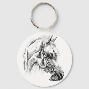 Llavero Arte del bosquejo del dibujo del caballo hecho a