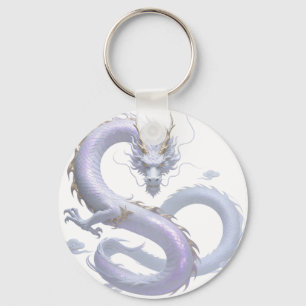 Llavero Arte del Dragón Blanco   Estética de Fantasía Míti