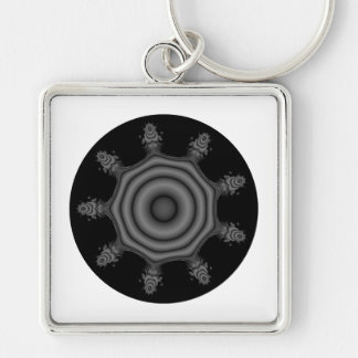 Llavero Arte del fractal en negro y gris