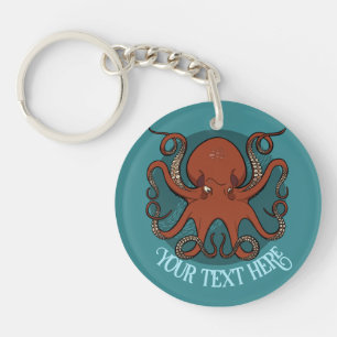 Llavero Arte del pulpo rojo extravagante con diseño person