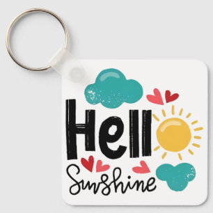 Llavero Arte dibujado a mano - Hola Sunshine Text
