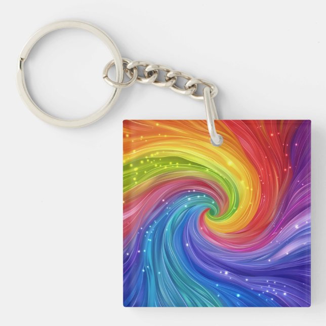 Llavero Arte digital de barrido arco iris (Frente)