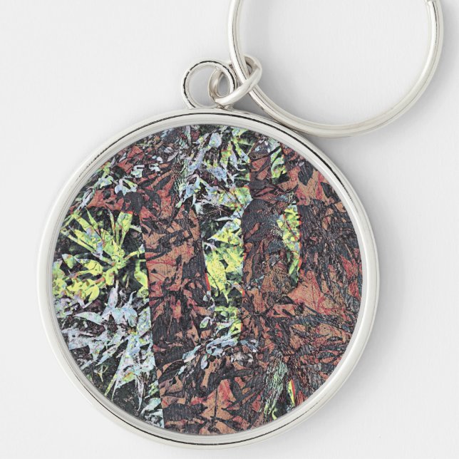 Llavero Arte digital del patrón floral con árbol (Frente)