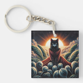 Llavero Arte digital fantástico: Gato de cielo nocturno ro