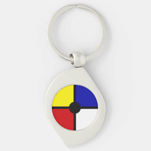 Llavero Arte elegante inspirado en Mondrian y colores bási