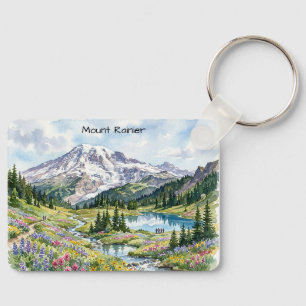 Llavero Arte en Acuarela del Parque Nacional Mount Rainier