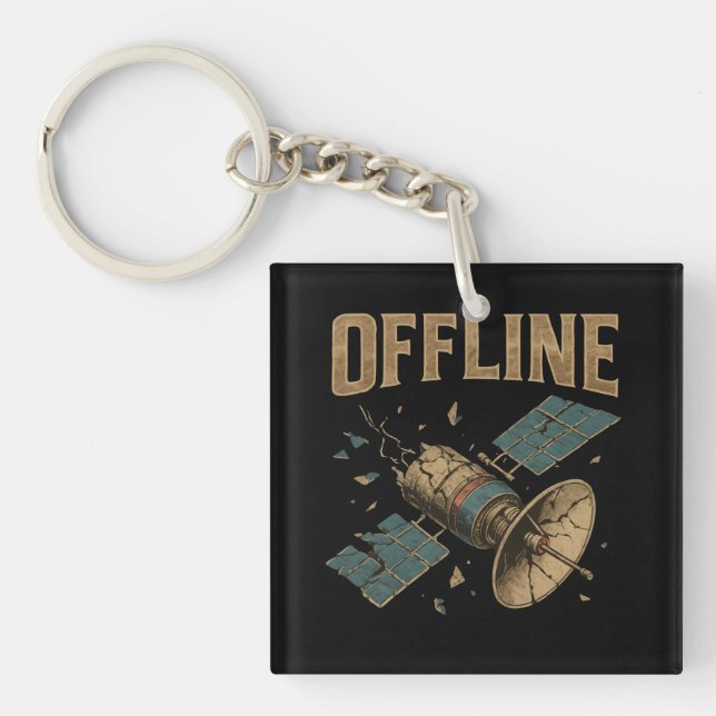 Llavero Arte Espacial "DESCONECTADO" de Satélite Retro Rot (Frente)