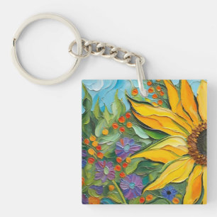 Llavero Arte fino Girasol, arte de Holly Willner