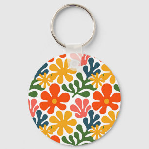 Llavero Arte Floral Abstracto Colorido Matisse Retro