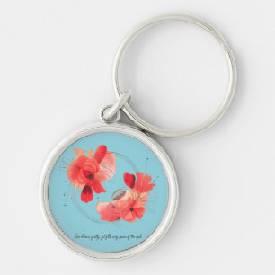 Llavero Arte floral abstracto elegante de coral