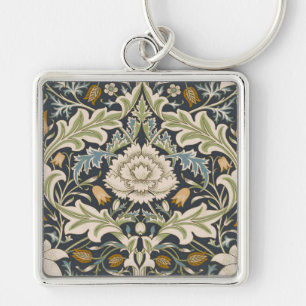 Llavero Arte floral azul marino de William Morris Severn