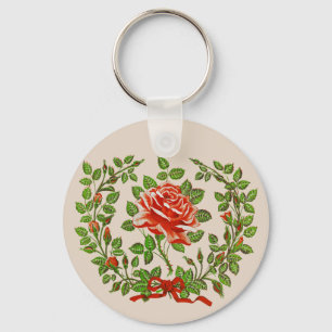 Llavero Arte Floral de Bienvenida con Corona de Rosas Roja
