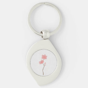 Llavero Arte floral de flor de cerezo Sakura rosa minimali