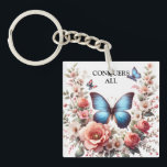 Llavero Arte Floral de Mariposa Azul Personalizable-96279<br><div class="desc">Personaliza tu estilo con este elegante arte de Mariposa Azul y Floral, que presenta una vibrante mariposa entre suaves rosas melocotón y rosadas. Este diseño versátil es perfecto para crear regalos únicos para cumpleaños, aniversarios o recuerdos especiales al agregar tu propio texto o citas personalizadas. Su estética botánica atemporal asegura...</div>