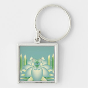 Llavero Arte Floral Fractal Loto Menta Art Déco