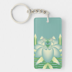 Llavero Arte Floral Fractal Loto Menta Art Déco