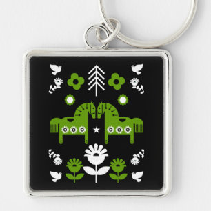 Llavero Arte folclórico escandinavo de caballos