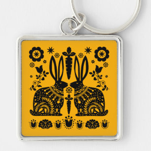 Llavero Arte folclórico nórdico escandinavo conejo