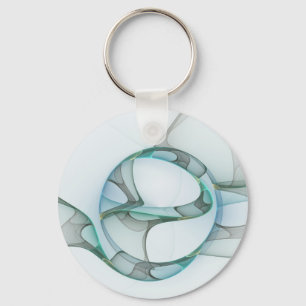 Llavero Arte fractal abstracto moderno azul turquesa gris