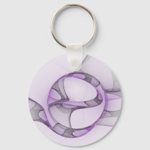 Llavero Arte fractal abstracto moderno lavanda gris