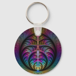 Llavero Arte fractal colorido con estampado trippy