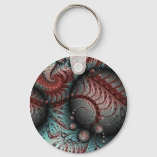 Llavero Arte fractal de fantasía vívida abstracta marrón a