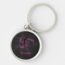 Llavero Arte fractal gótico anti V-Day de gris rosa