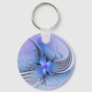 Llavero Arte fractal moderno abstracto lavanda azul