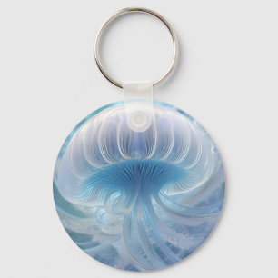 Llavero Arte Fractal Pastel Blue Jellyfish Debajo Del Mar,