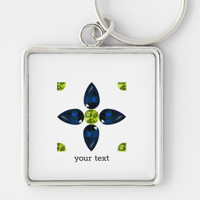 Llavero Arte Gemstone, azul y amarillo (Frente)