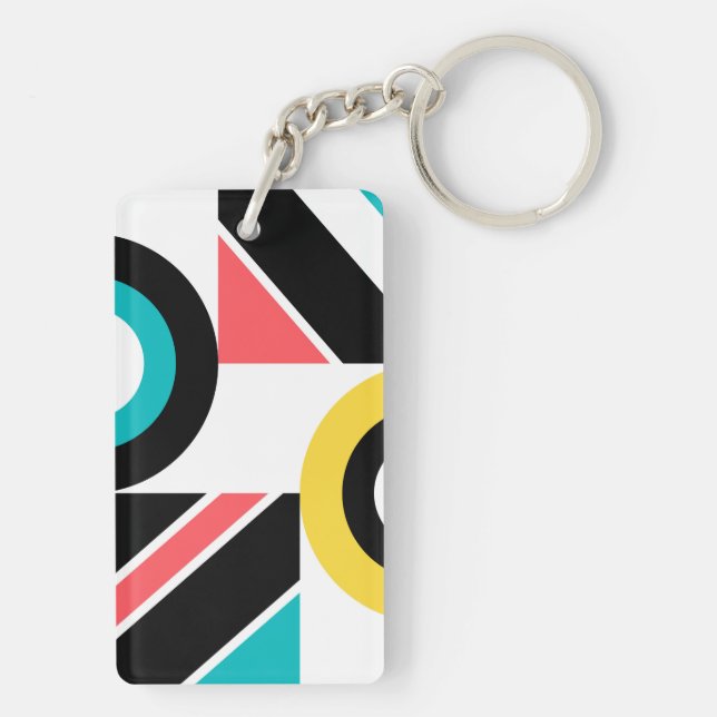 Llavero Arte geométrico colorido, urbano, moderno y de mod (Atrás)