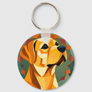Llavero Arte geométrico de perro Labrador Retriever amaril