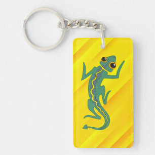 Llavero Arte gráfico artístico de lagarto verde Buggi-2784