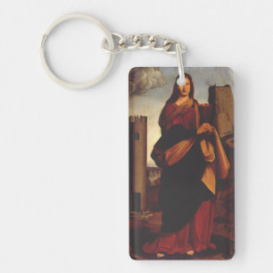 Llavero Arte gráfico de icono sagrado de Santa Bárbara