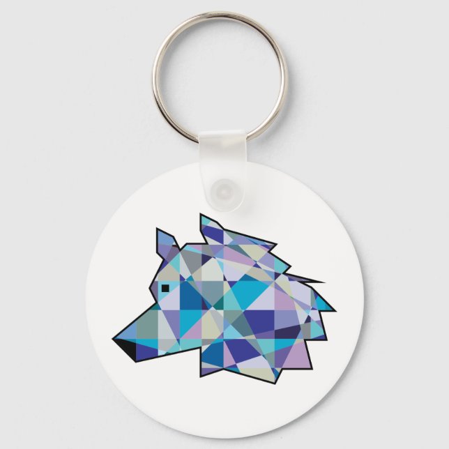 Llavero Arte gráfico original de Wolf Head | Cara de lobo  (Anverso)