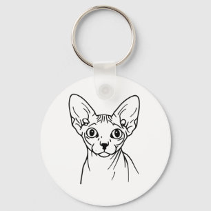 Llavero Arte lineal de gato Sphynx elegante