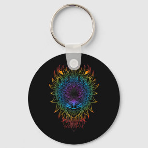 Llavero Arte Mandala de Leona Femenina Zen Yoga Meditación