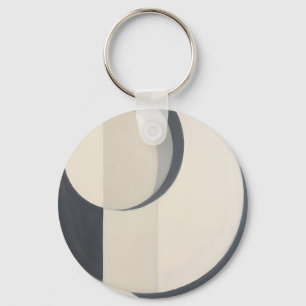 Llavero Arte Minimalista de Círculos Blancos y Negros