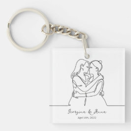 Llavero Arte minimalista personalizado de la pareja de les