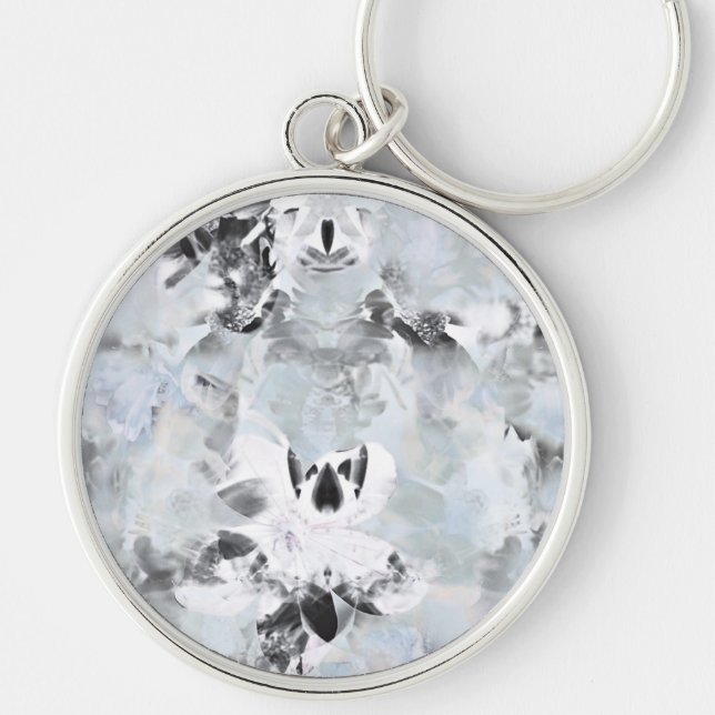 Llavero Arte moderno abstracto de lujo en blanco y negro (Frente)