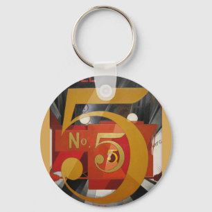 Llavero Arte moderno Cubista Demuth Figura 5 en Oro