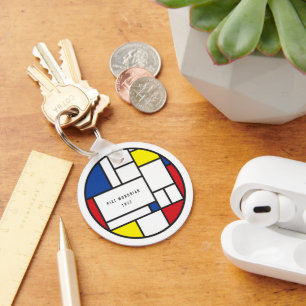 Llavero Arte Moderno De Stijl Geométrico Minimalista Mondr