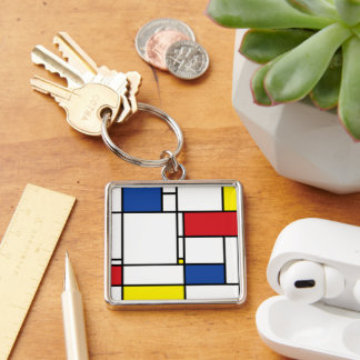 Llavero Arte Moderno De Stijl Geométrico Minimalista Mondr