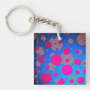 Llavero Arte moderno rosa brillante y azul