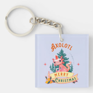 Llavero Arte Navideño Divertido de Ajolote Adorable