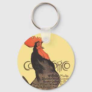 Llavero Arte Nouveau Francés Gallo Vintage Steinlen