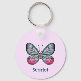 Llavero Arte personalizado de mariposa de cristal rosado d