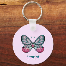 Llavero Arte personalizado de mariposa de cristal rosado d