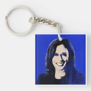Llavero Arte pop azul Kamala Harris
