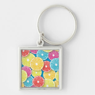 Llavero Arte pop de corte de frutas de cítricos